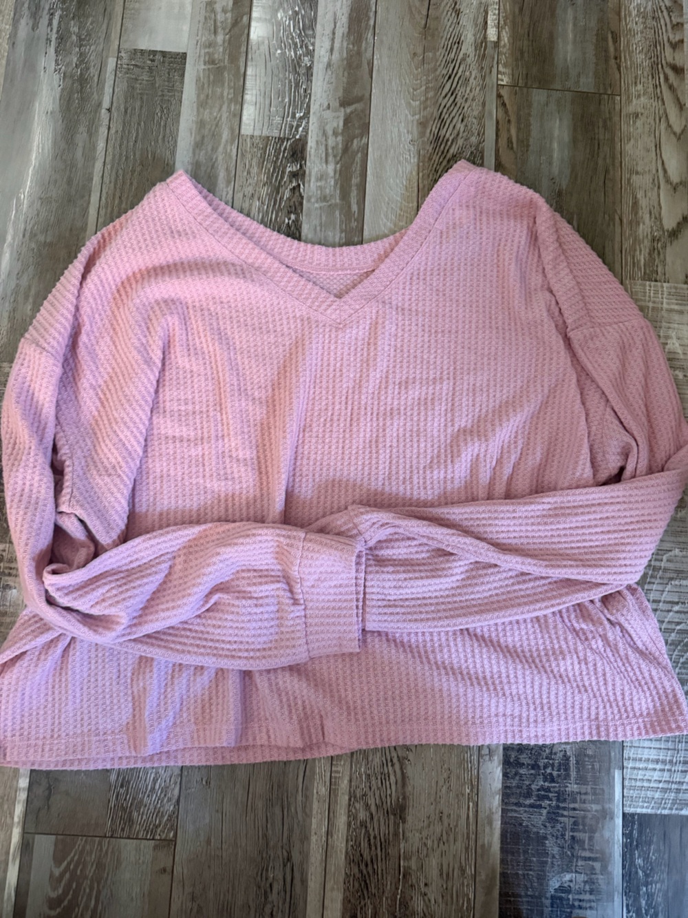 Aeropostale Dusty Rose Waffle Knit V-Neck Top